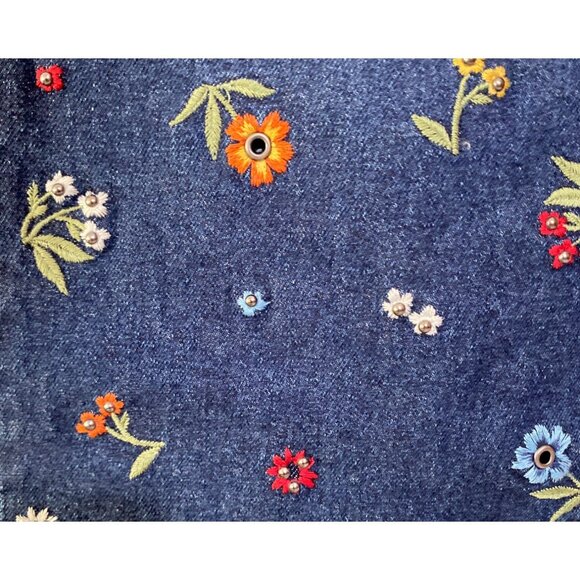 Driftwood Women's Charlee Jeans with Tags Embroidered Floral Denim Frayed Hem - Picture 5 of 9